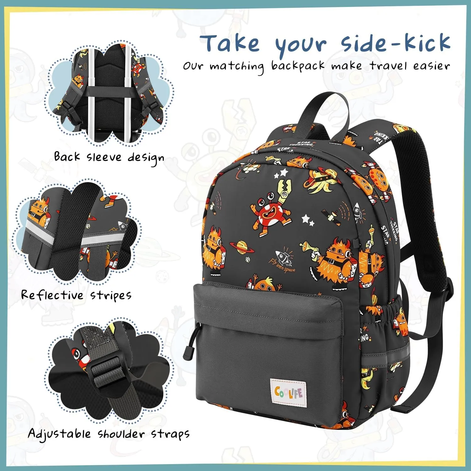 Coolife Kids Luggage Set 5 Piece Suitcase Set 16 Carry on Hardside Spinner Toddler Luggage Travel Rolling Luggage Girls Boys