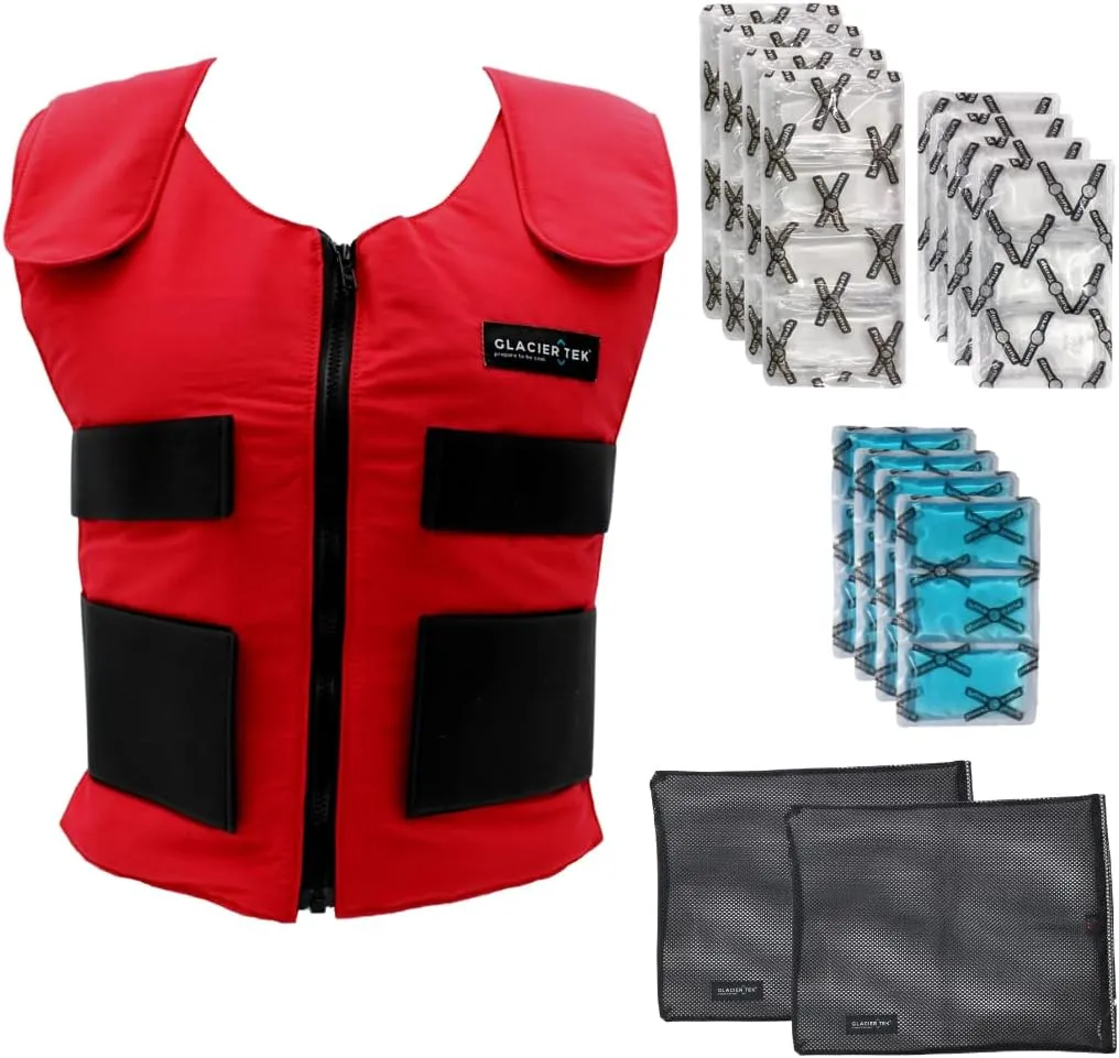 Cooling Vest for Men and Women with 8 Cooling Packs Plus Booster Set-Maintains 59F for up to 2.5 Hours