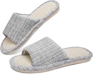 Couples Fashion Open Toe Cloth Mute Slippers Men's and Women's Linen Home Shoes Women Bed Slippers Size 11