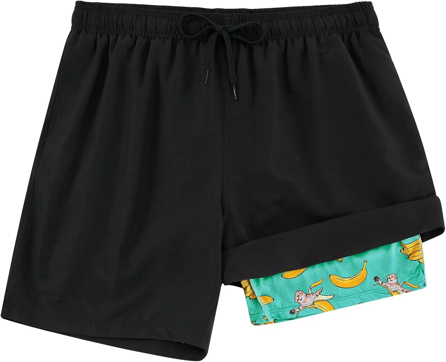 Cozople Mens Swim Trunks Quick Dry Bathing Suit with Compression Liner 5.5" Inseam Anti Chafe Beach Swim Shorts
