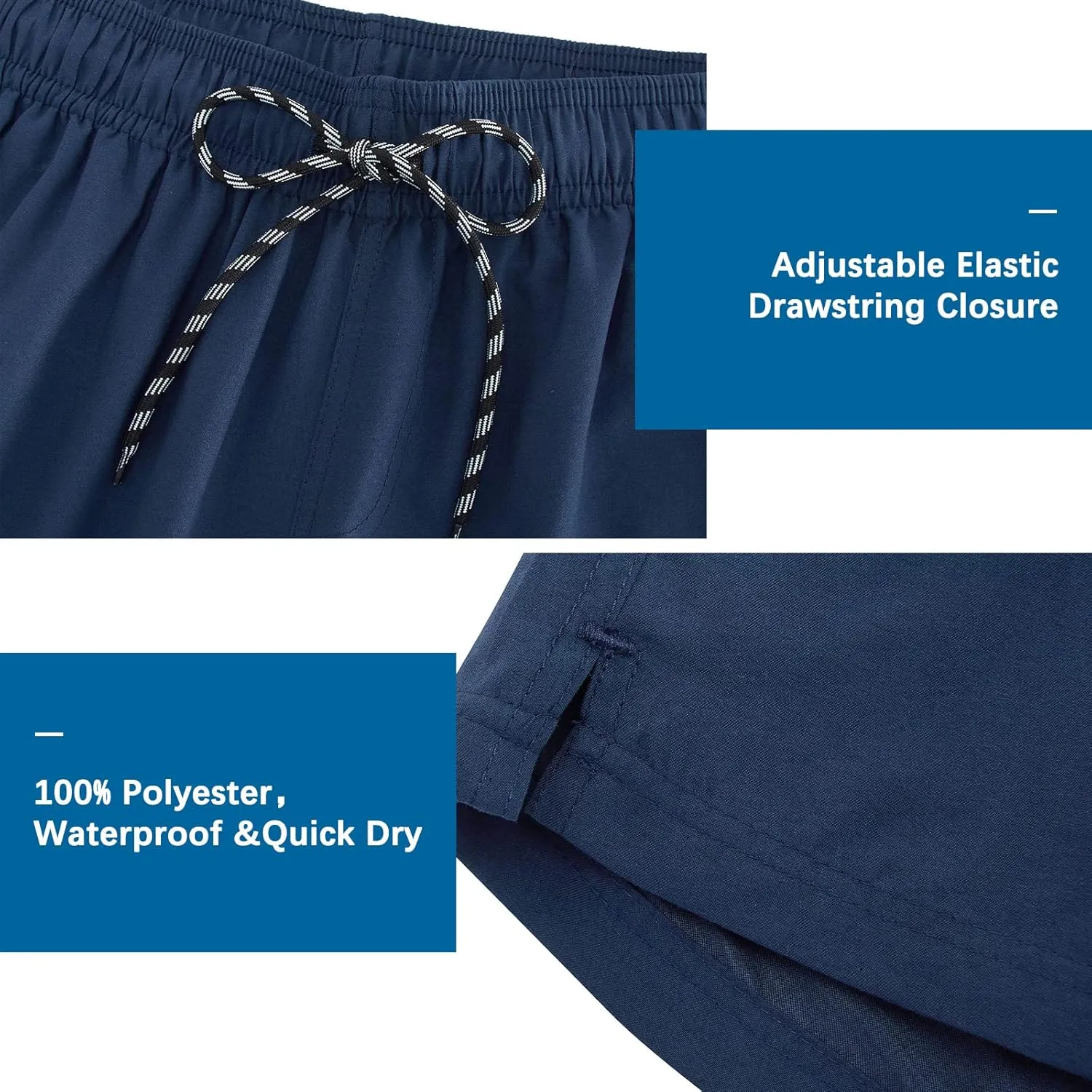 Cozople Mens Swim Trunks Quick Dry Bathing Suit with Compression Liner 5.5" Inseam Anti Chafe Beach Swim Shorts