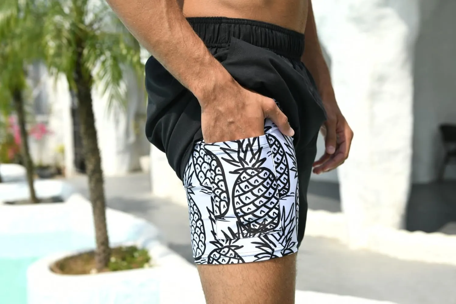 Cozople Mens Swim Trunks Quick Dry Bathing Suit with Compression Liner 5.5" Inseam Anti Chafe Beach Swim Shorts