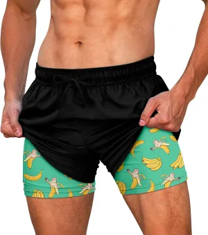 Cozople Mens Swim Trunks Quick Dry Bathing Suit with Compression Liner 5.5" Inseam Anti Chafe Beach Swim Shorts