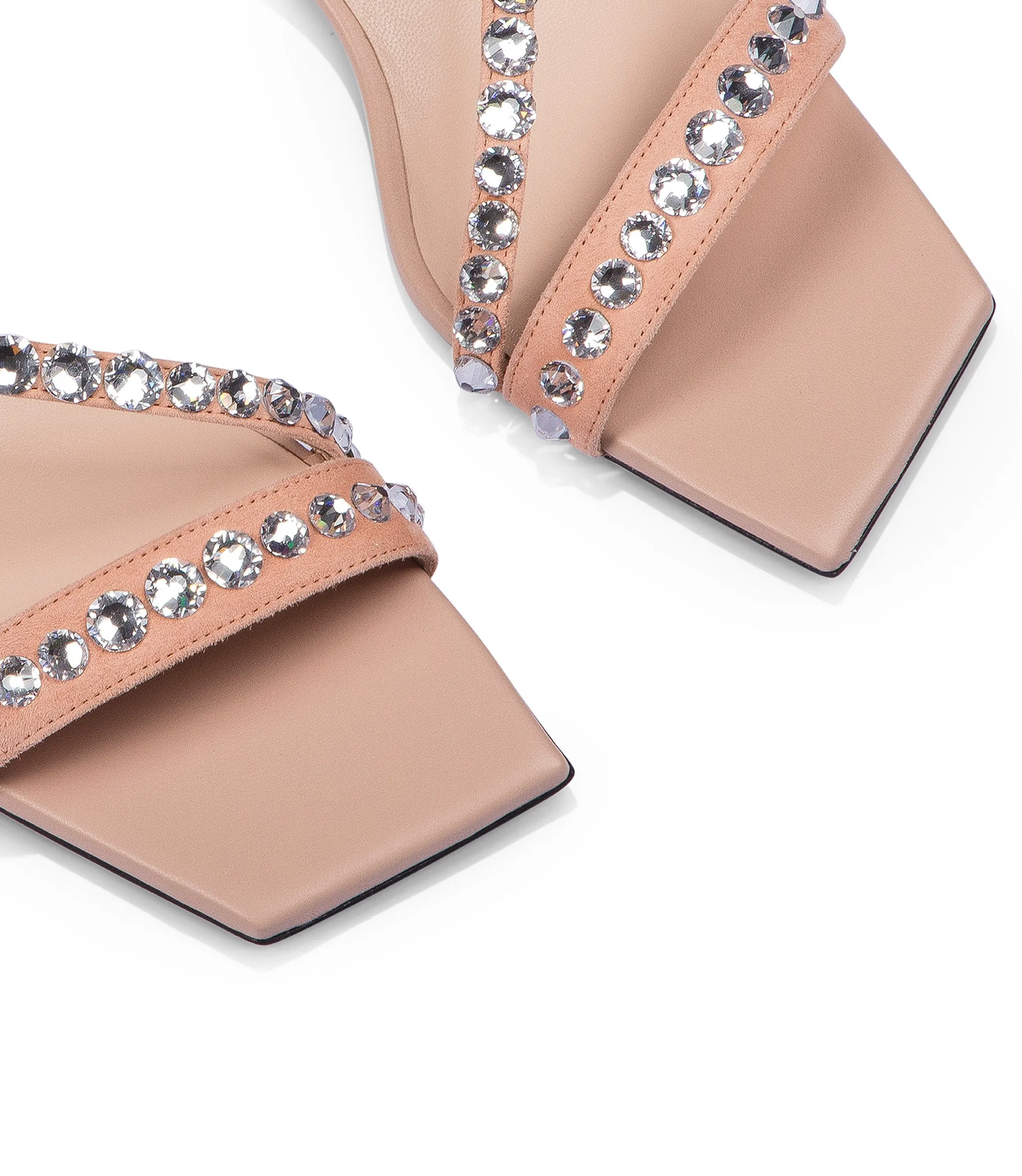 Crystal-embellished pink nappa leather sandals