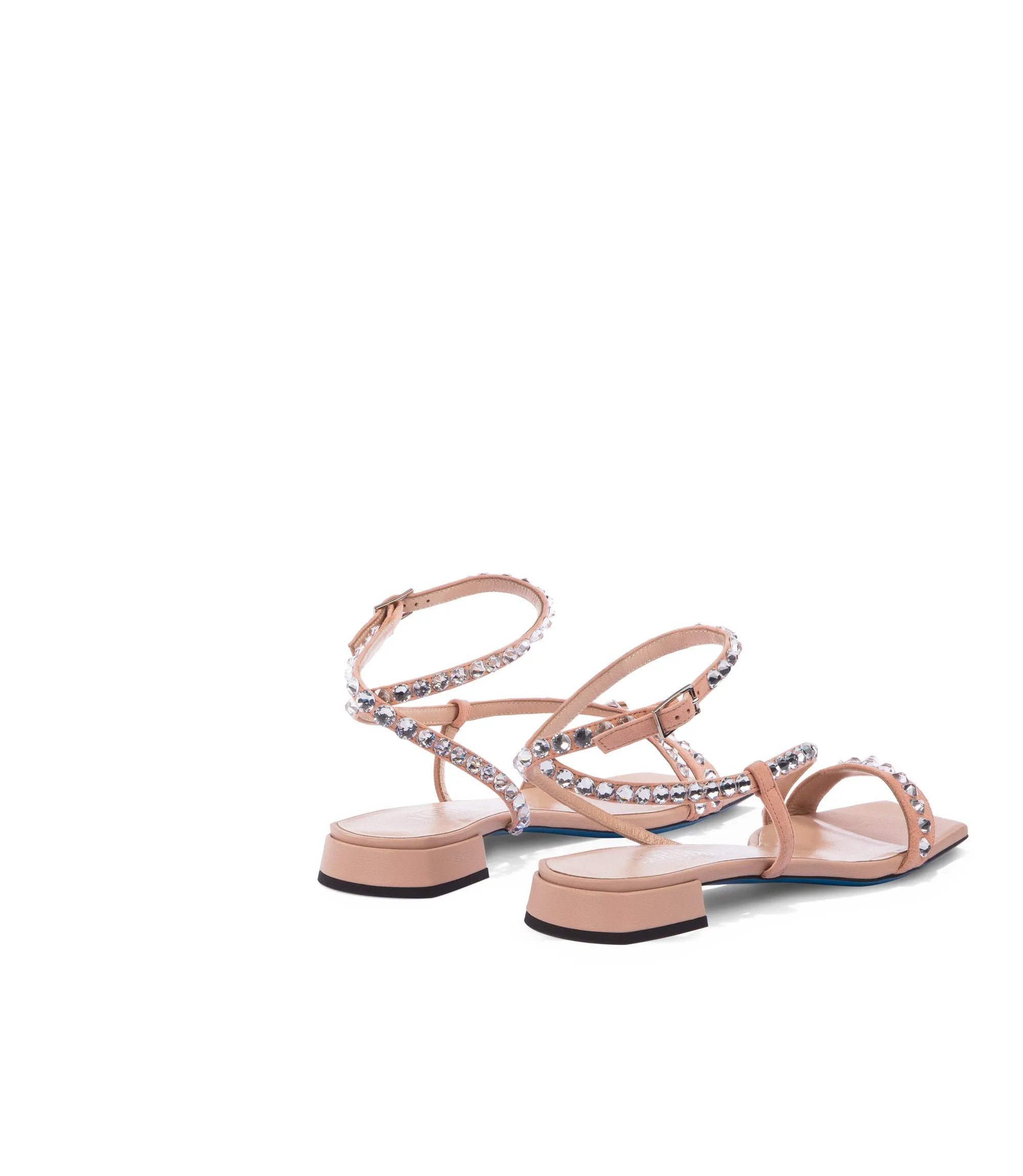 Crystal-embellished pink nappa leather sandals