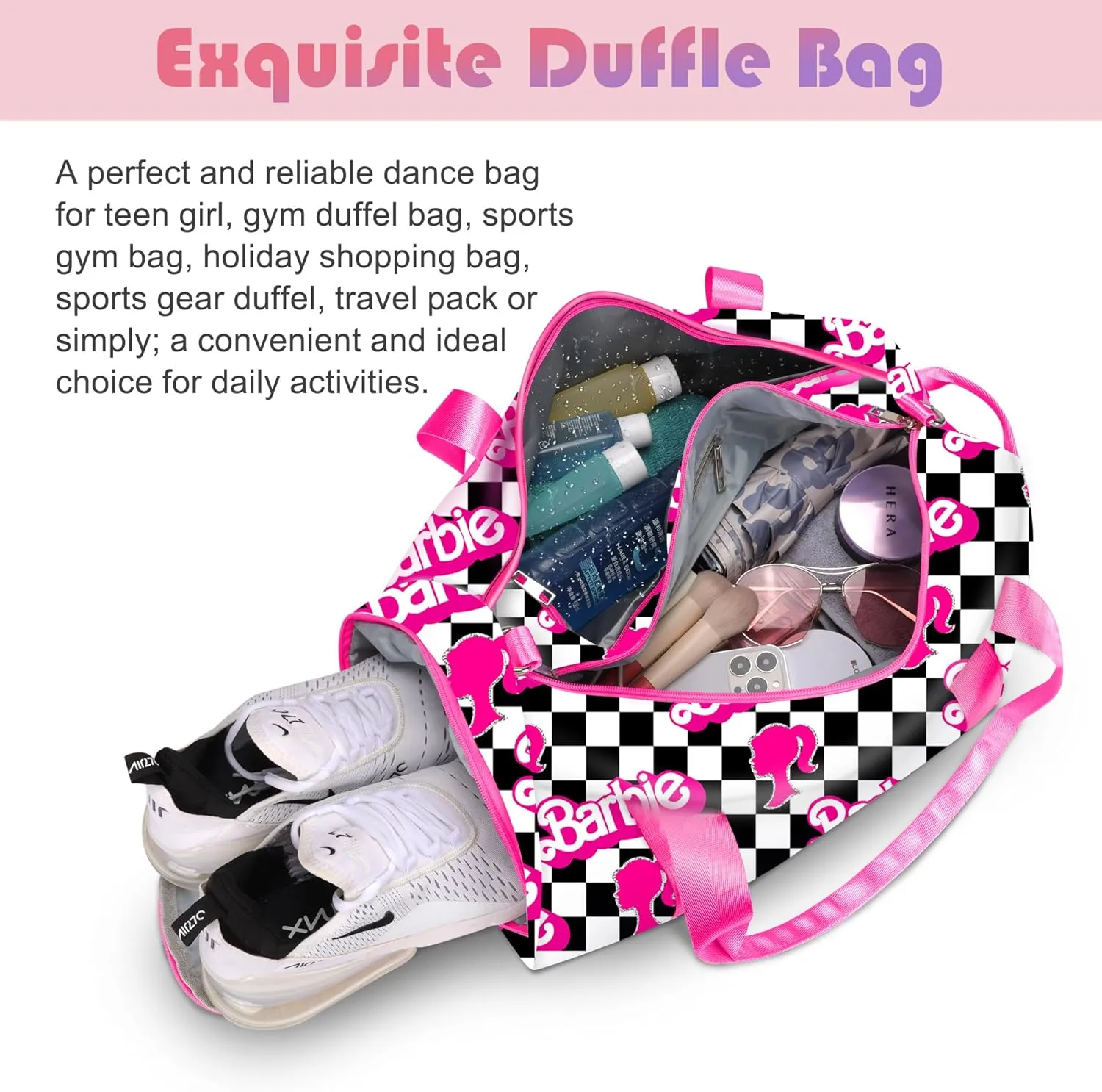 Duffle Bag for Girls Travel Duffle Carry On Tote Weekender Bag Large Capacity Overnight Bag With Shoe Compartment Gym Tote with Dry and Wet Separation