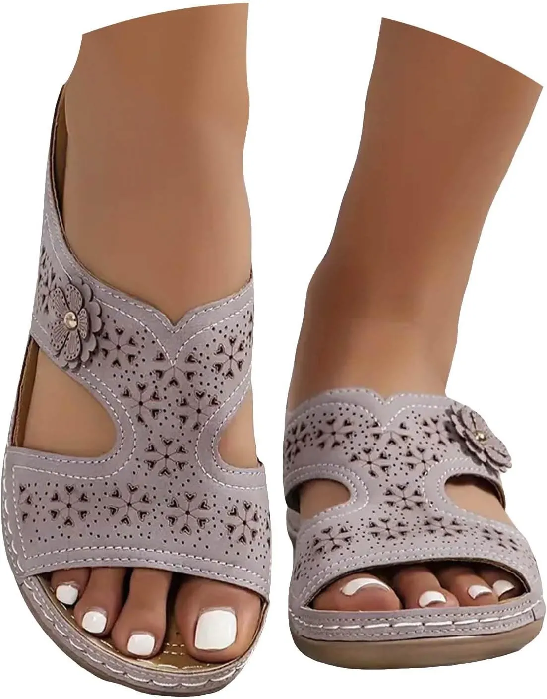 Eduavar Sandals for Women 2025 Orthopedic Slide Sandals Orthotic Comfortable Walking Non-Slip Sole Shoes with Arch Support