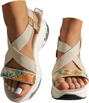 Eduavar Sandals for Women Casual Dressy Platform Comfortable Sandals with Arch Support Chunky Lightweight Summer Beach Shoes