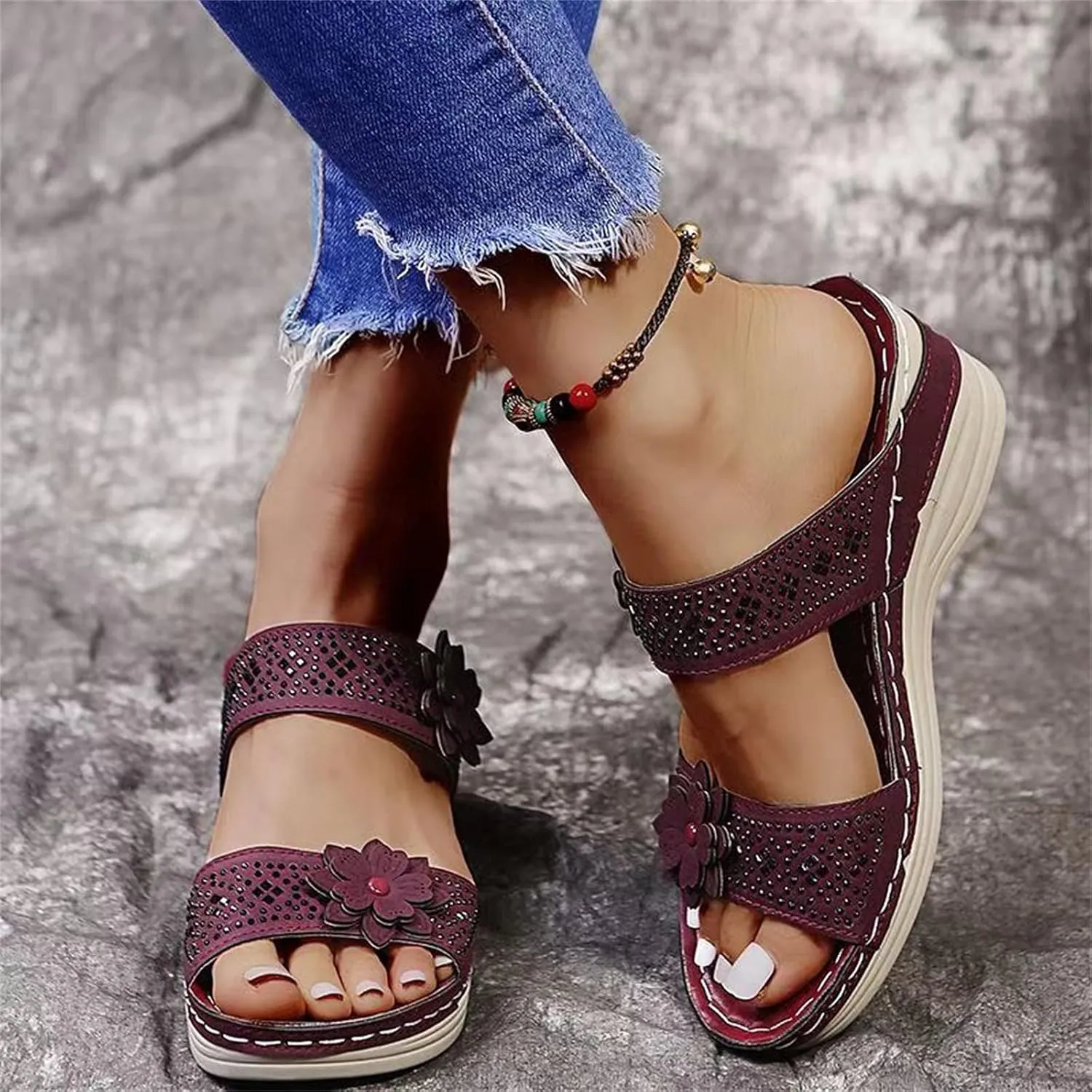 Eduavar Sandals for Women Casual Summer, Orthopedic Sandals for Women Breathable Summer Beach Sandals Casual Open Toe Sandals
