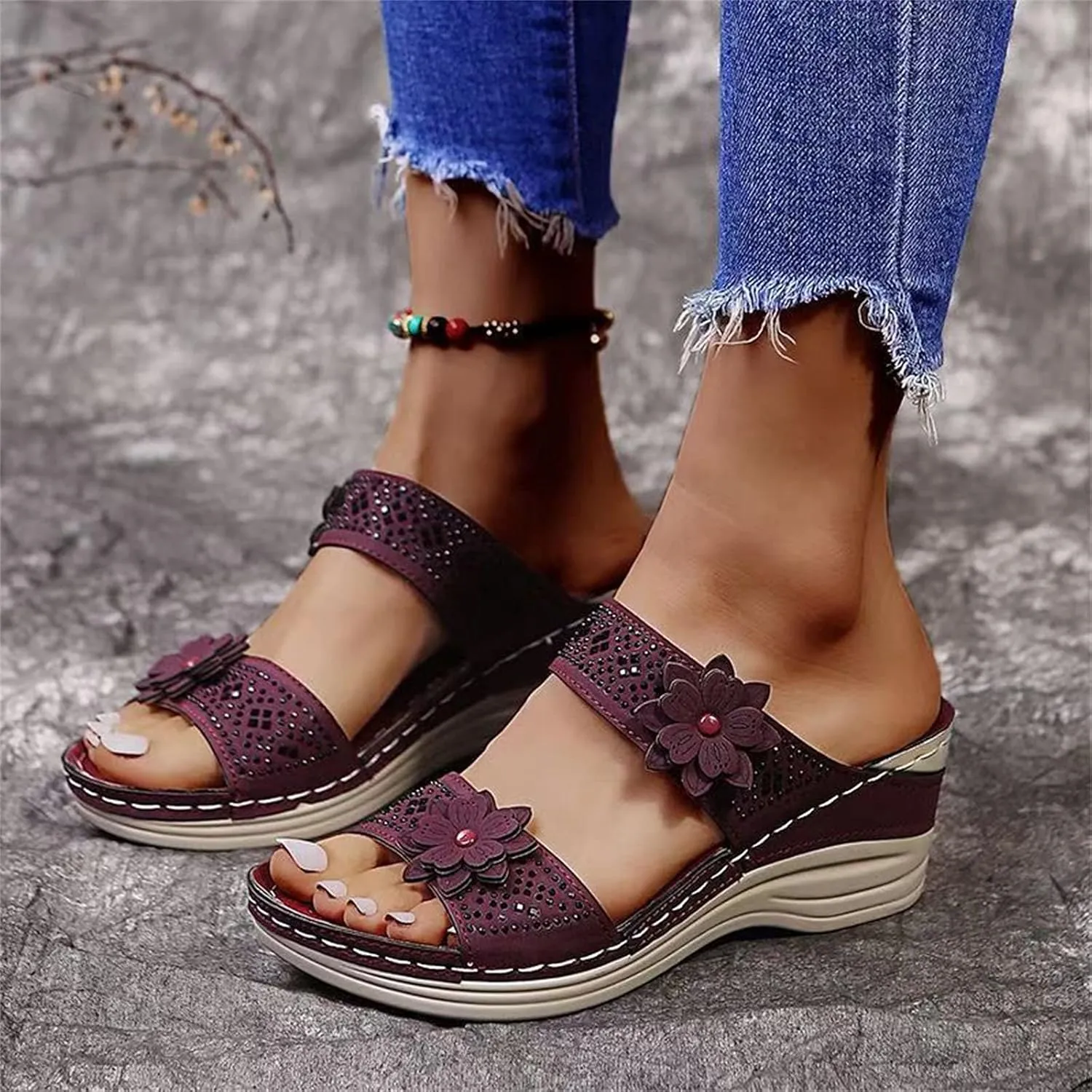 Eduavar Sandals for Women Casual Summer, Orthopedic Sandals for Women Breathable Summer Beach Sandals Casual Open Toe Sandals