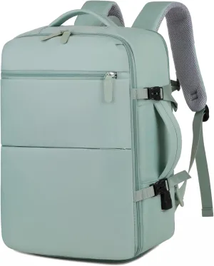 Extra large travel backpack for woman 40L Expandable airline approved backpacks 17.3 inch Laptop and USB Charging Port bags Durable Waterproof Casual bag for Weekender(Green)