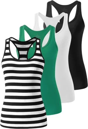 Femdouce Racerback Workout Tank top for Women Activewear Running top Yoga 4 Pack
