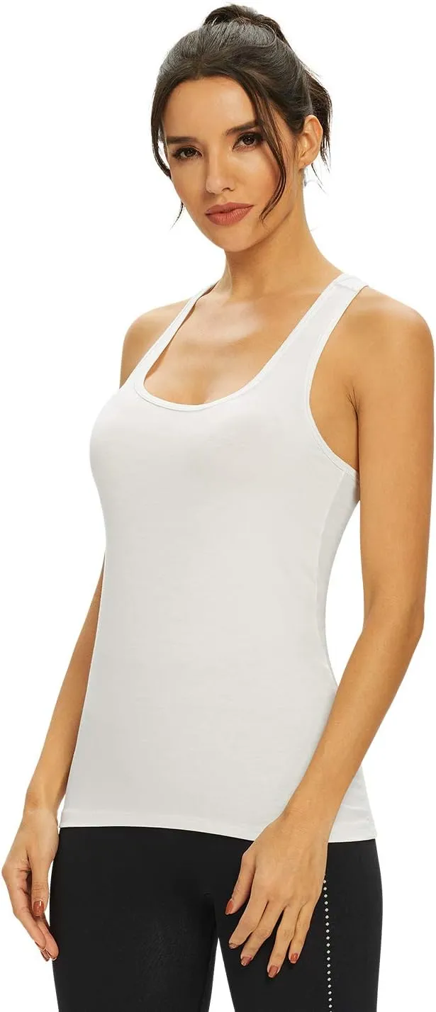 Femdouce Racerback Workout Tank top for Women Activewear Running top Yoga 4 Pack