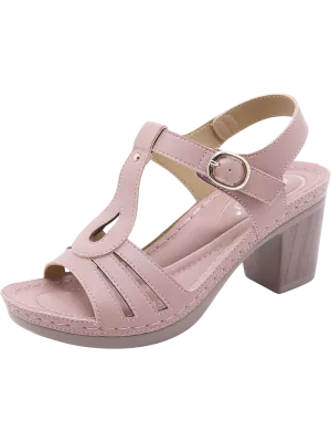 Fiora High Block Heel with Metal Buckle Sandals