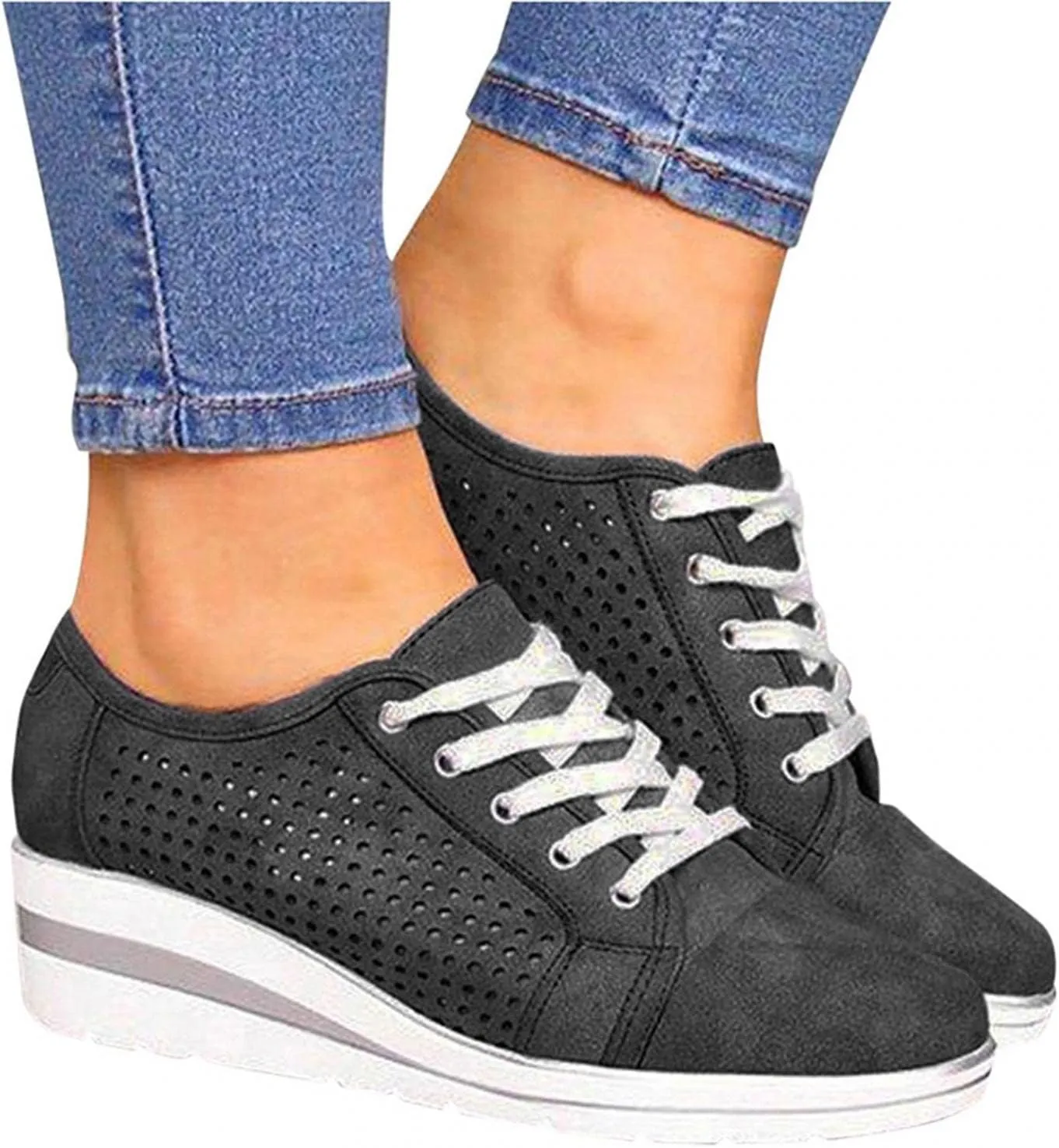 Gibobby Sandals for Women Casual Summer Loafers Breathable Mesh Non-Slip Platform Flat Wedge Shoes Lightweight Soft Casual Sneakers