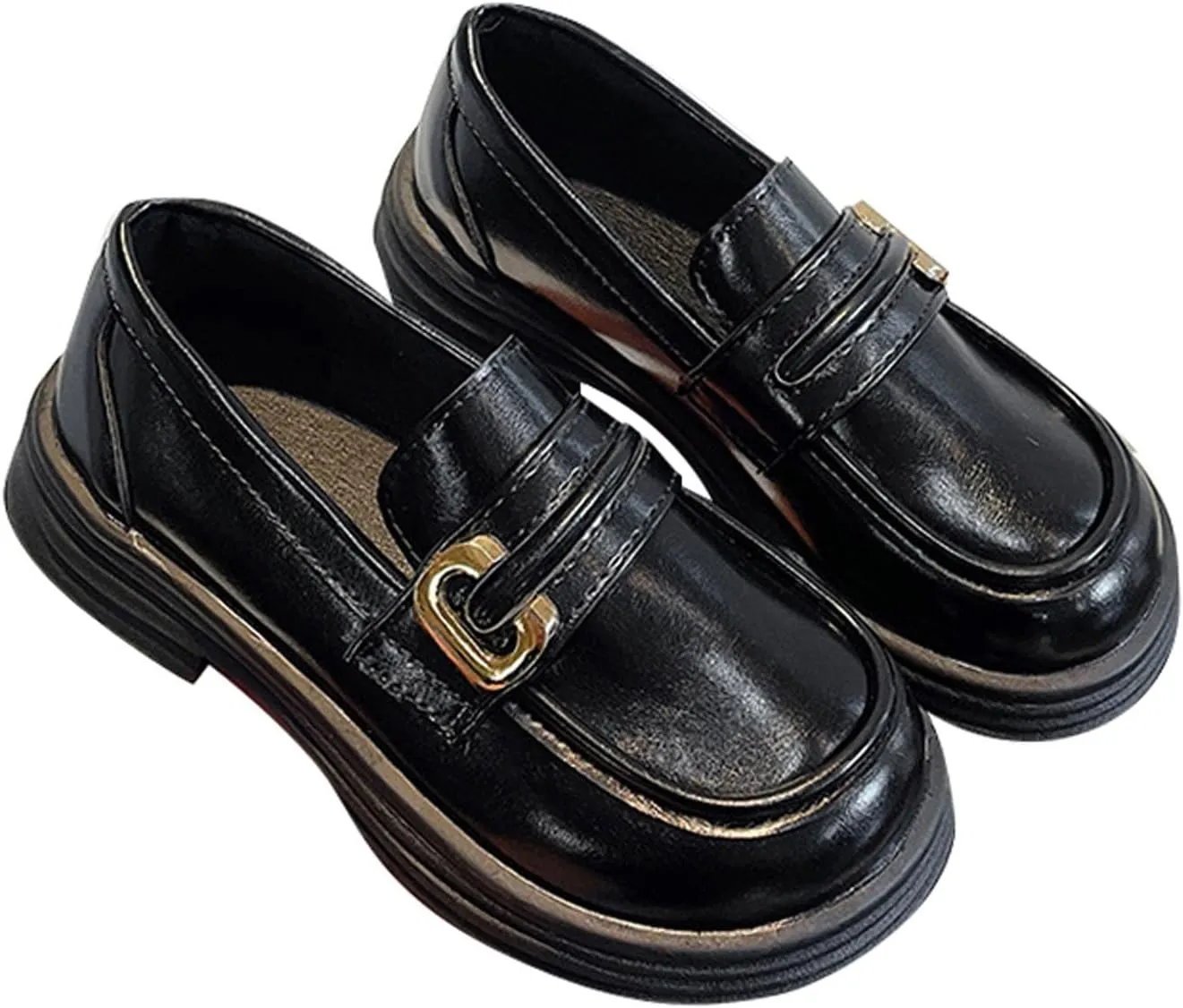 Girls Loafers Chunky Platform Classic Dress Shoes Big Little Kid PU Leather Rubber Sole Oxfor?? School Uniform Shoes