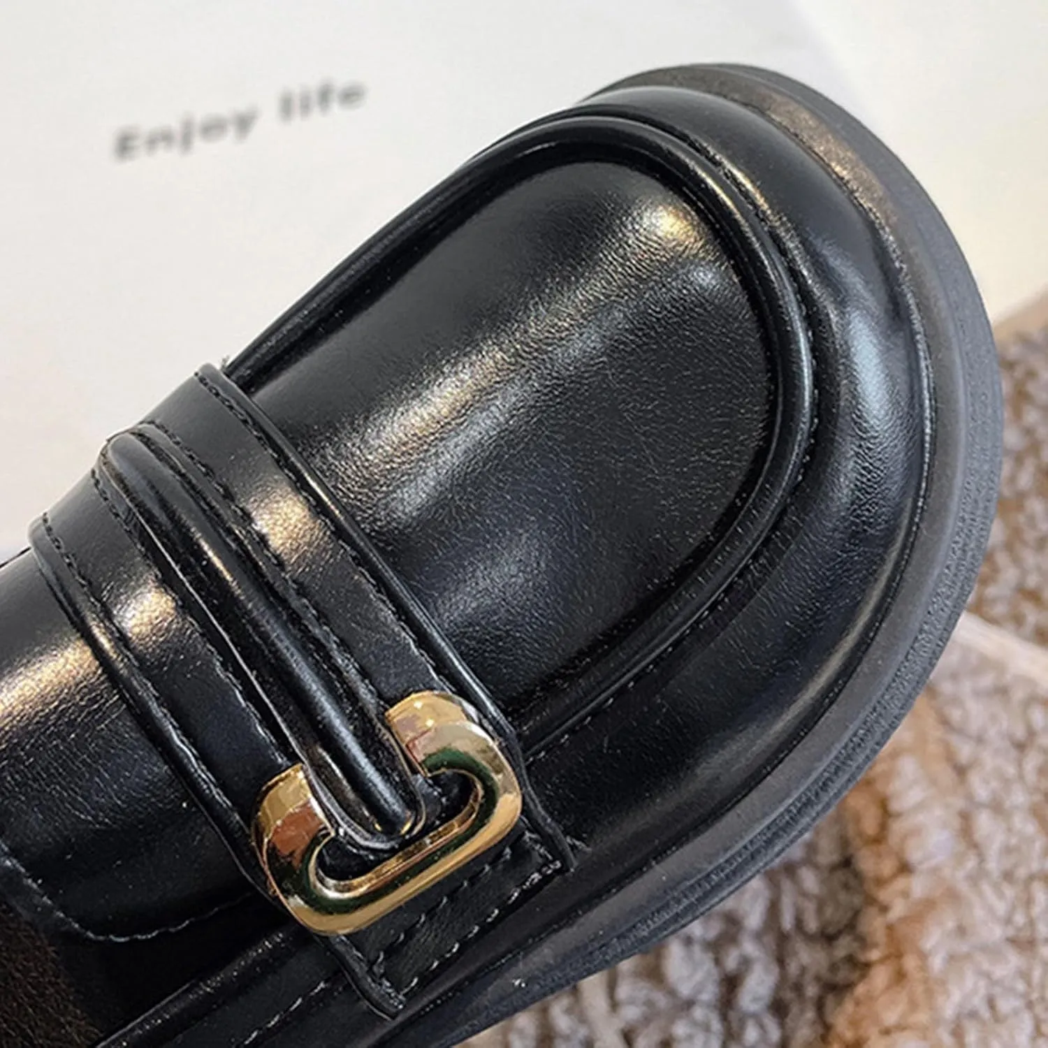 Girls Loafers Chunky Platform Classic Dress Shoes Big Little Kid PU Leather Rubber Sole Oxfor?? School Uniform Shoes