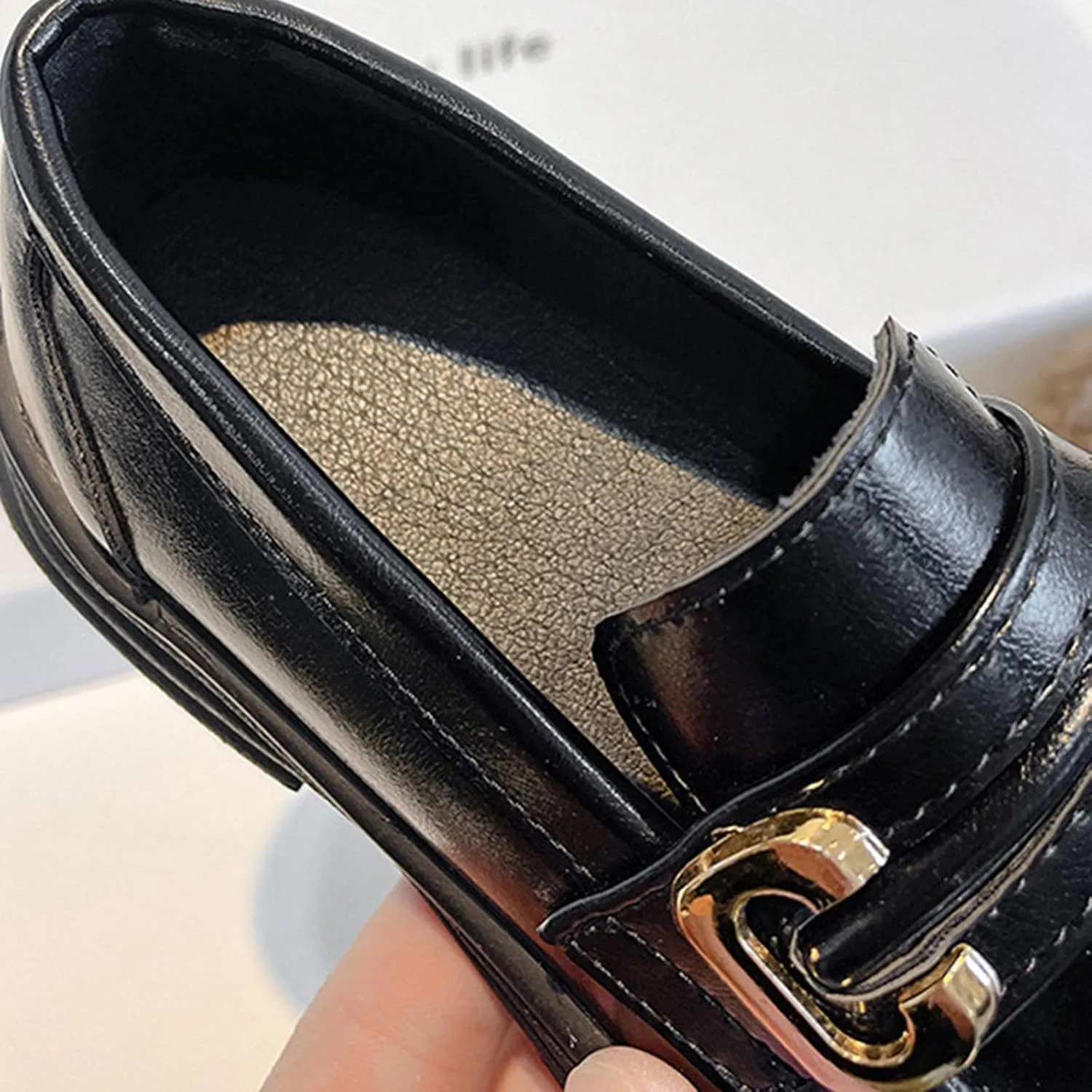Girls Loafers Chunky Platform Classic Dress Shoes Big Little Kid PU Leather Rubber Sole Oxfor?? School Uniform Shoes