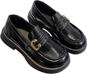 Girls Loafers Chunky Platform Classic Dress Shoes Big Little Kid PU Leather Rubber Sole Oxfor?? School Uniform Shoes