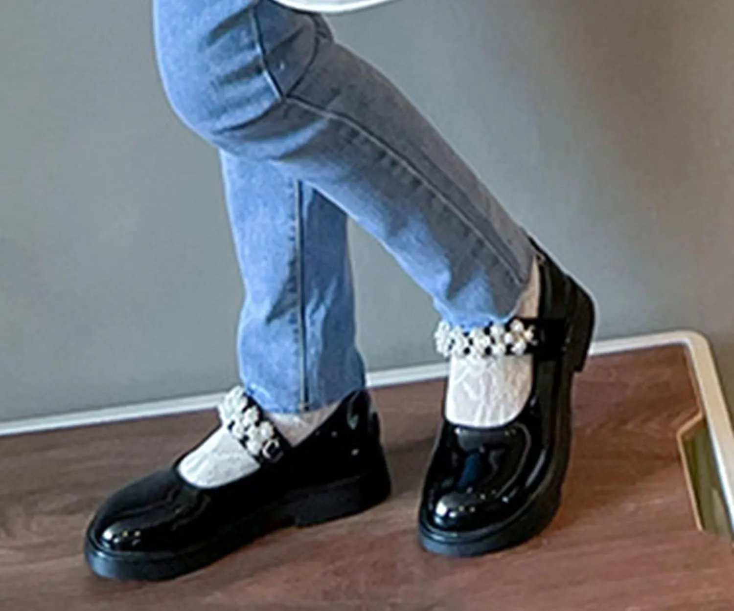 Girl's Mary Jane Dress Ballet Flats with Rhineston Strap for Party Wedding School Toddler Patent Leather Loafers