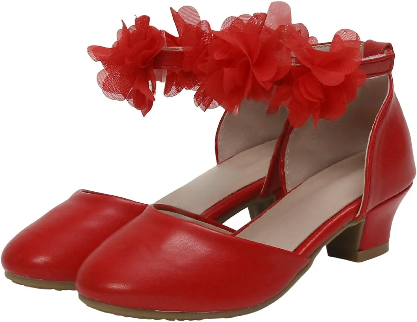 Girls Sandals Open Toe Girls Silk Flower Princess Shoes Little Girl Closed Toe Hollow High Heels Children Dance Performance Dress Shoes