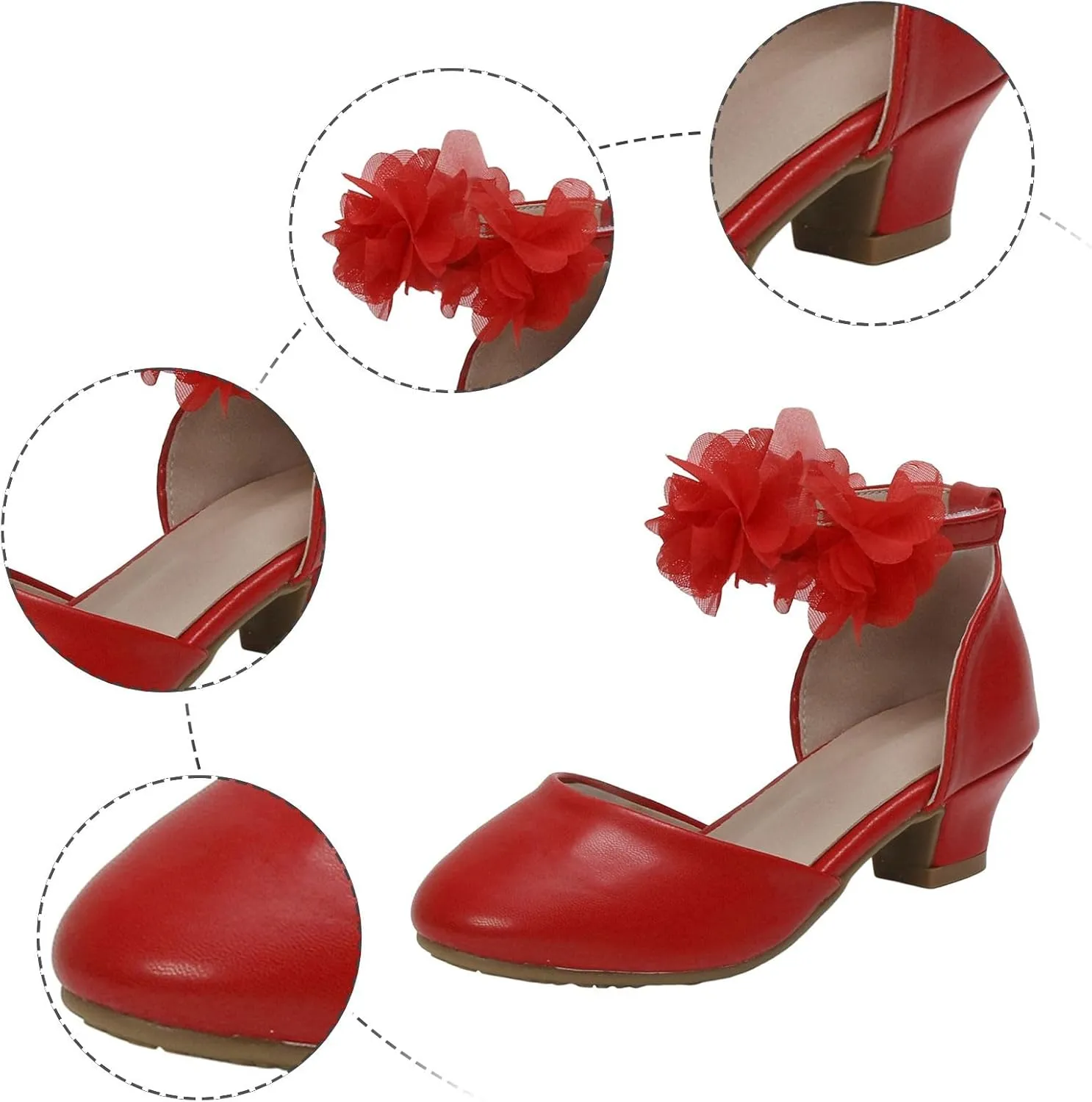 Girls Sandals Open Toe Girls Silk Flower Princess Shoes Little Girl Closed Toe Hollow High Heels Children Dance Performance Dress Shoes