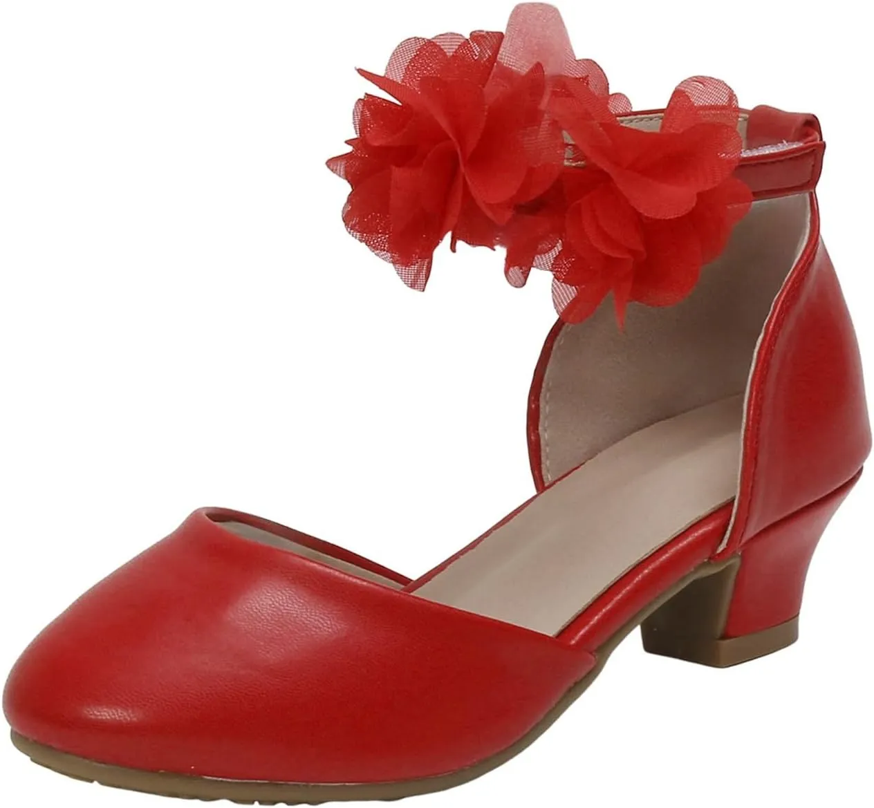 Girls Sandals Open Toe Girls Silk Flower Princess Shoes Little Girl Closed Toe Hollow High Heels Children Dance Performance Dress Shoes