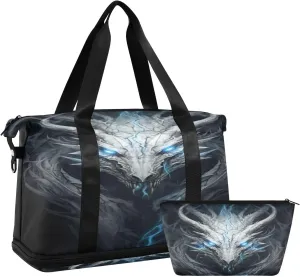 Grey Dragon Sports Gym Bag with Waterproof Dry Wet Pocket, Travel Duffel Bag for Women MenWorkout Bag Fits Yoga, Swimming