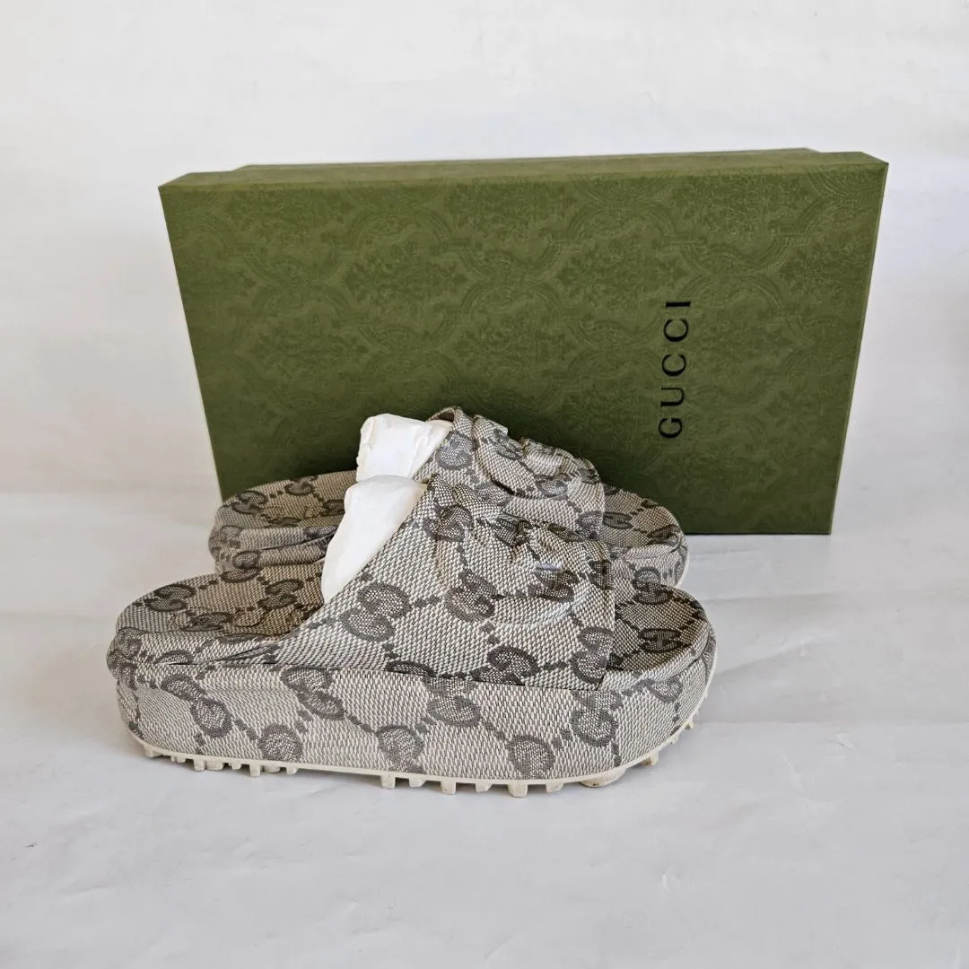 Gucci Cubic Rubber GG Monogram Womens Interlocking G Platform , 36