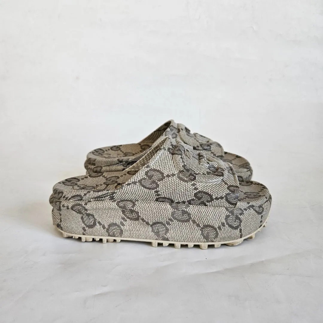Gucci Cubic Rubber GG Monogram Womens Interlocking G Platform , 36
