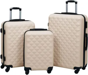 Hardcase Trolley Set 3 Pieces with Security Lock and Fabric Lining, Durable ABS Material, Gold