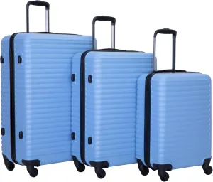 Hardshell Luggage Sets 3 Piece,Rolling Suitcases with Wheels,Travel Suitcase&Hard Shell Suitcases with Adjustable Pull Rod,Two Hooks,TSA Lock,Lightweight,Carry-On ABS (20/24/28) (Light Blue)