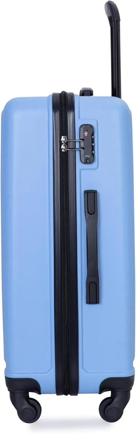 Hardshell Luggage Sets 3 Piece,Rolling Suitcases with Wheels,Travel Suitcase&Hard Shell Suitcases with Adjustable Pull Rod,Two Hooks,TSA Lock,Lightweight,Carry-On ABS (20/24/28) (Light Blue)