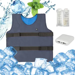Ice Water Circulating Cooling Vest,Summer Cool Vest for Outdoor Work with 10 Cooling Packs,5000 Ma Battery Powered Ice Cooling Keeps Cold 2-5hrs & 59F, Blue