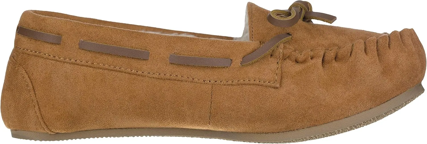 ILLUDE Women??s Moccasin Slipper Vegan Suede Faux Fur Lined Indoor Outdoor Moccasins Slip On Loafers Moccasins Shoes