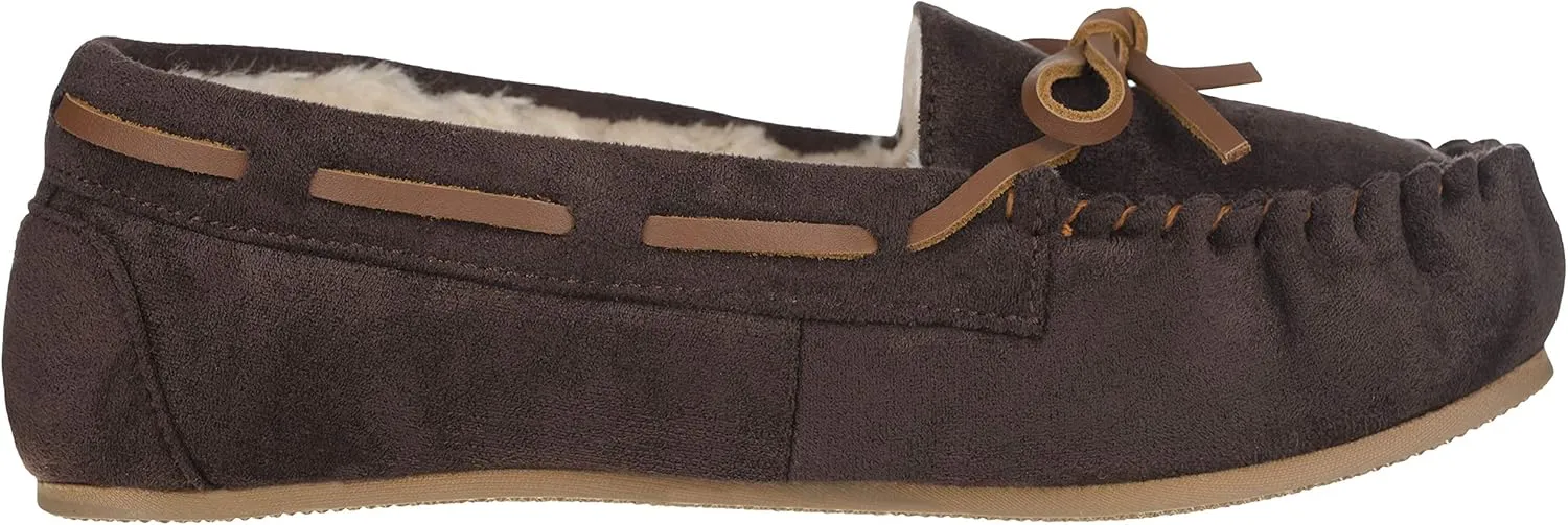 ILLUDE Women??s Moccasin Slipper Vegan Suede Faux Fur Lined Indoor Outdoor Moccasins Slip On Loafers Moccasins Shoes