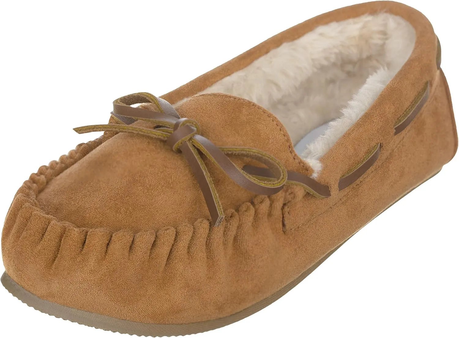 ILLUDE Women??s Moccasin Slipper Vegan Suede Faux Fur Lined Indoor Outdoor Moccasins Slip On Loafers Moccasins Shoes