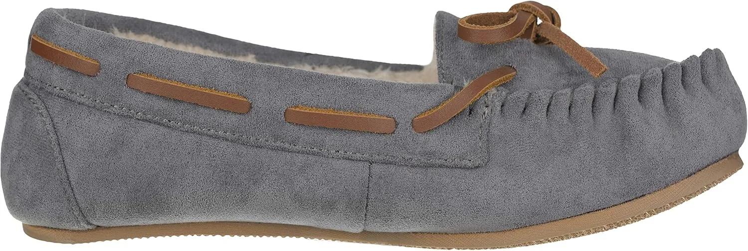 ILLUDE Women??s Moccasin Slipper Vegan Suede Faux Fur Lined Indoor Outdoor Moccasins Slip On Loafers Moccasins Shoes