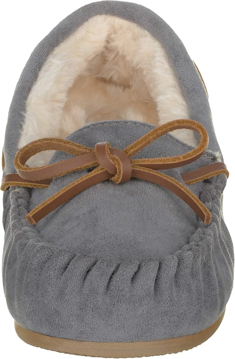 ILLUDE Women??s Moccasin Slipper Vegan Suede Faux Fur Lined Indoor Outdoor Moccasins Slip On Loafers Moccasins Shoes