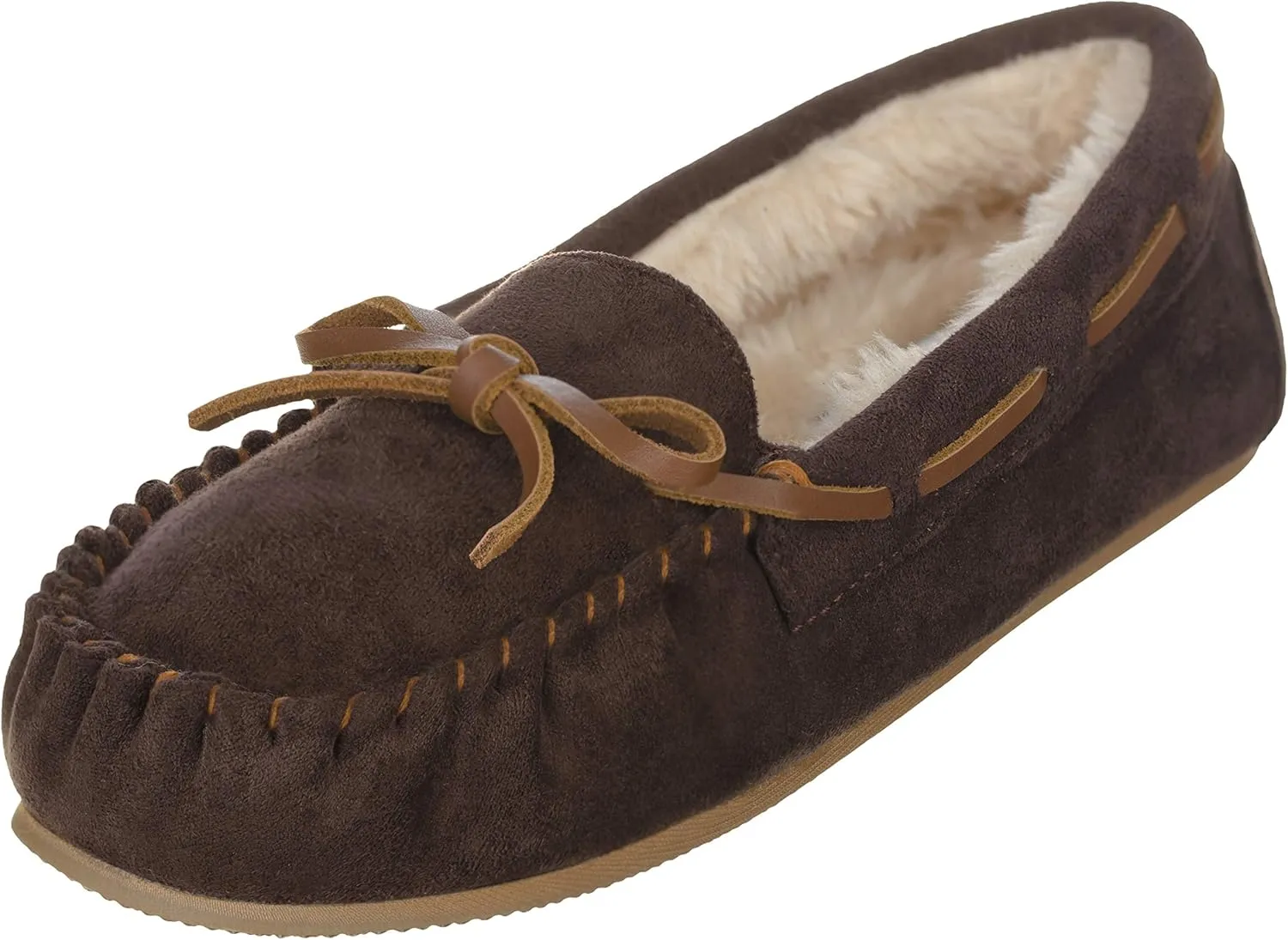 ILLUDE Women??s Moccasin Slipper Vegan Suede Faux Fur Lined Indoor Outdoor Moccasins Slip On Loafers Moccasins Shoes