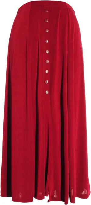 Jostar Women's Button Long Skirt - Elastic Waist Stretch Flowy Dress