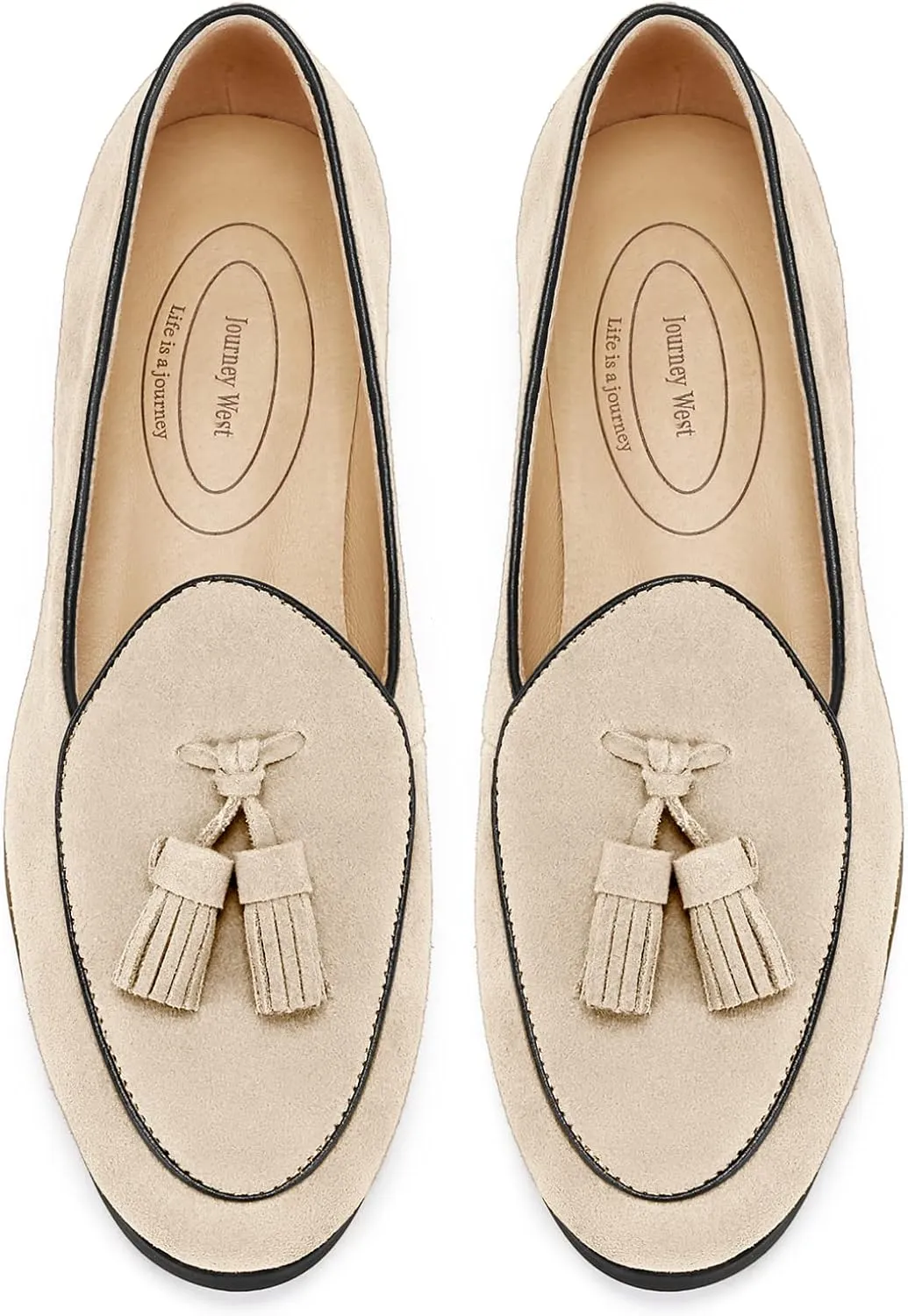 Journey West Suede Tassel Loafer for Women Slip-on Belgian Loafers Shoes