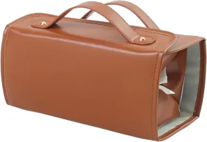 Kaylines Leather Waterproof Cosmetic Bag, Kaylines Cosmetic Bag, Kaylines Waterproof Makeup Bag, Leather Waterproof Cosmetic Bag Detachable 4 in 1 Travel Toiletry Bag for Women (Brown)