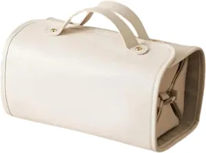Kaylines Leather Waterproof Cosmetic Bag, Kaylines Cosmetic Bag, Kaylines Waterproof Makeup Bag, Leather Waterproof Cosmetic Bag Detachable 4 in 1 Travel Toiletry Bag for Women (White)
