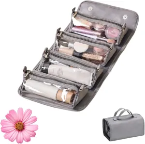 Kaylines Leather Waterproof Cosmetic Bag, Kaylines Waterproof Makeup Bag, Kaylines Portable Cosmetic Bag, Leather Waterproof Cosmetic Bag Detachable 4 in 1, Large Capacity