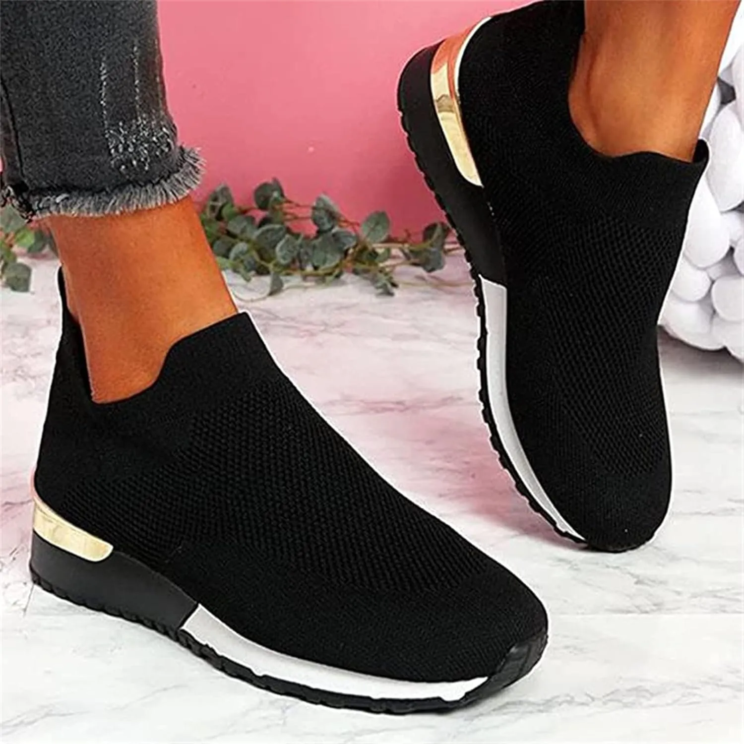 Ladmiple Walking Shoes Women Slip On Lightweight Comfort Breathable Sock Shoe Mesh Casual Fashion Tennis Running Sneaker