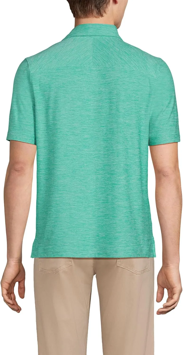 Lands' End Men's Short Sleeve Performance Pieced Yoke Hybrid Polo