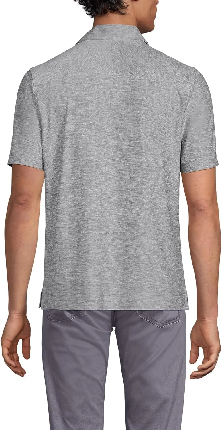 Lands' End Men's Short Sleeve Performance Pieced Yoke Hybrid Polo