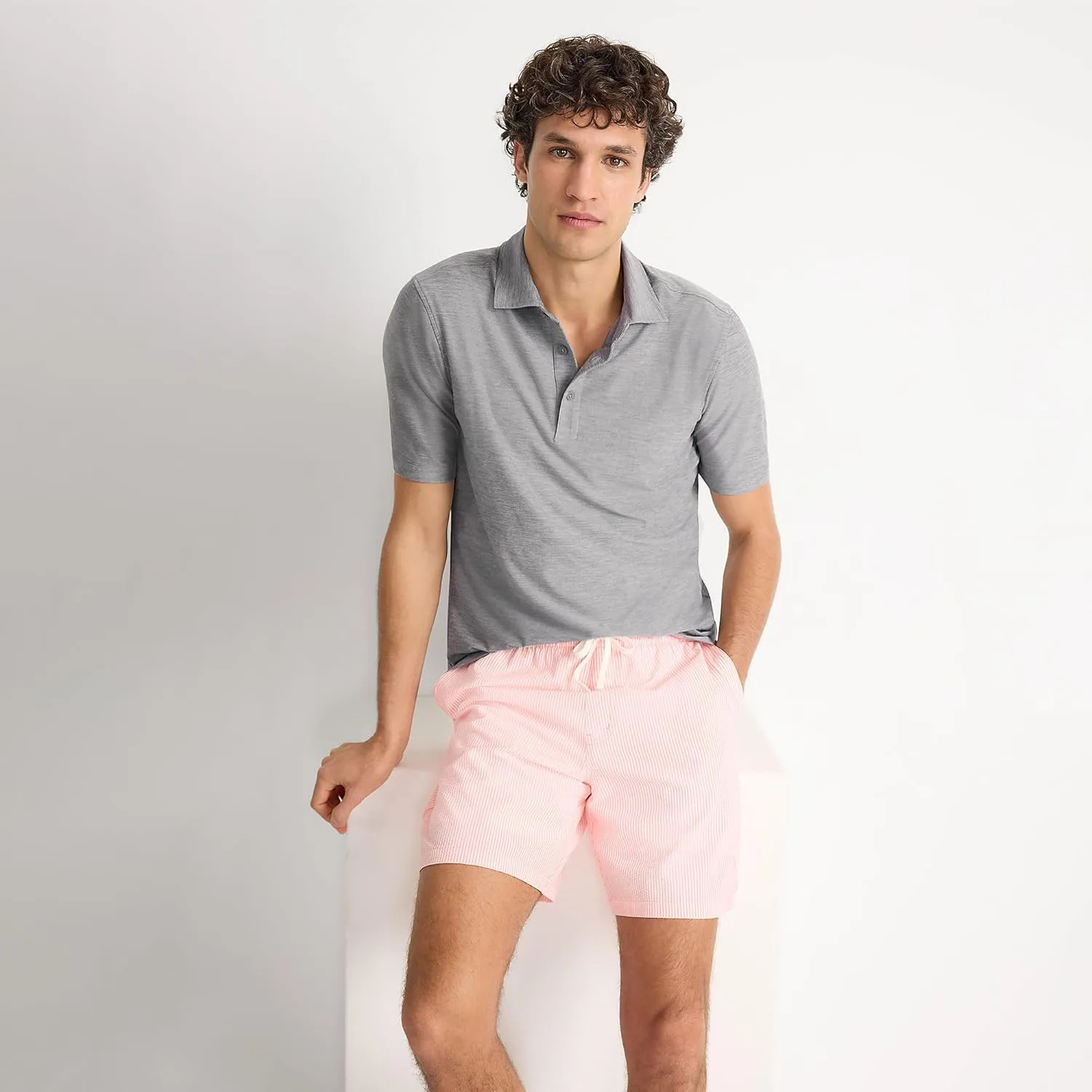 Lands' End Men's Short Sleeve Performance Pieced Yoke Hybrid Polo