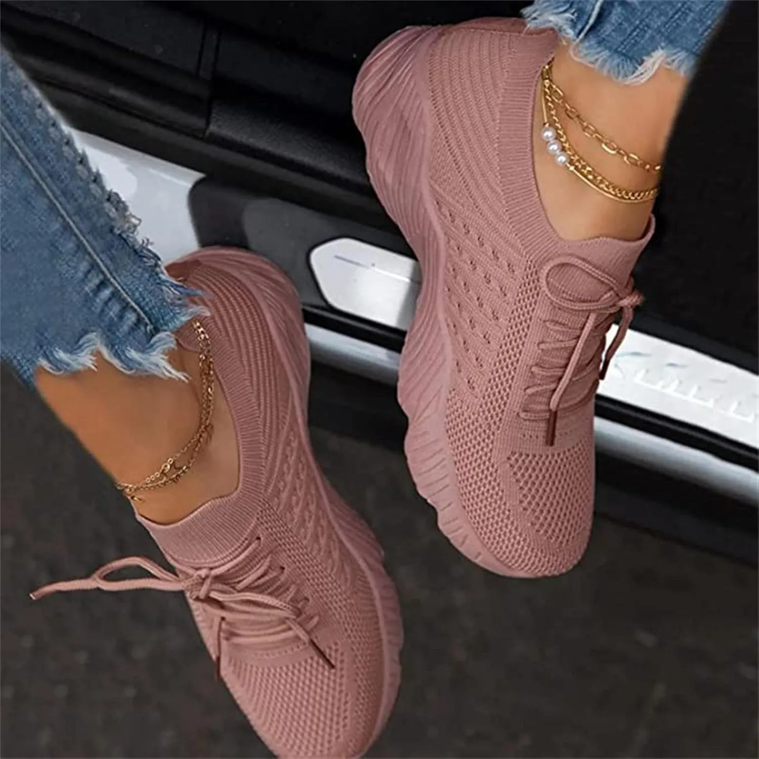 Lausiuoe Sneakers For Women Walking Shoes Slip On Tennis Shoes Lightweight Casual Sneakers for Gym Travel Work Running